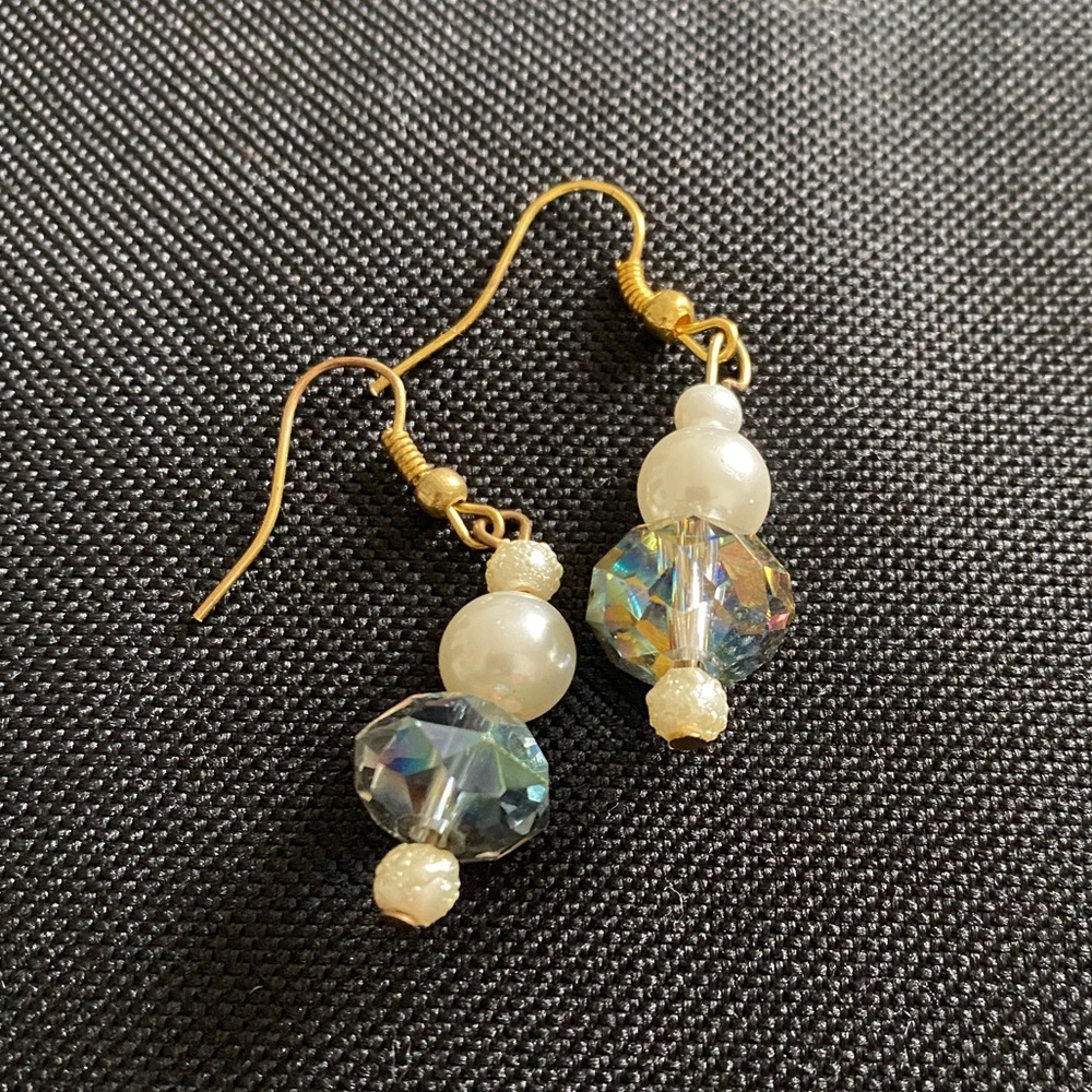 Pearl and Crystal Drop Earrings
